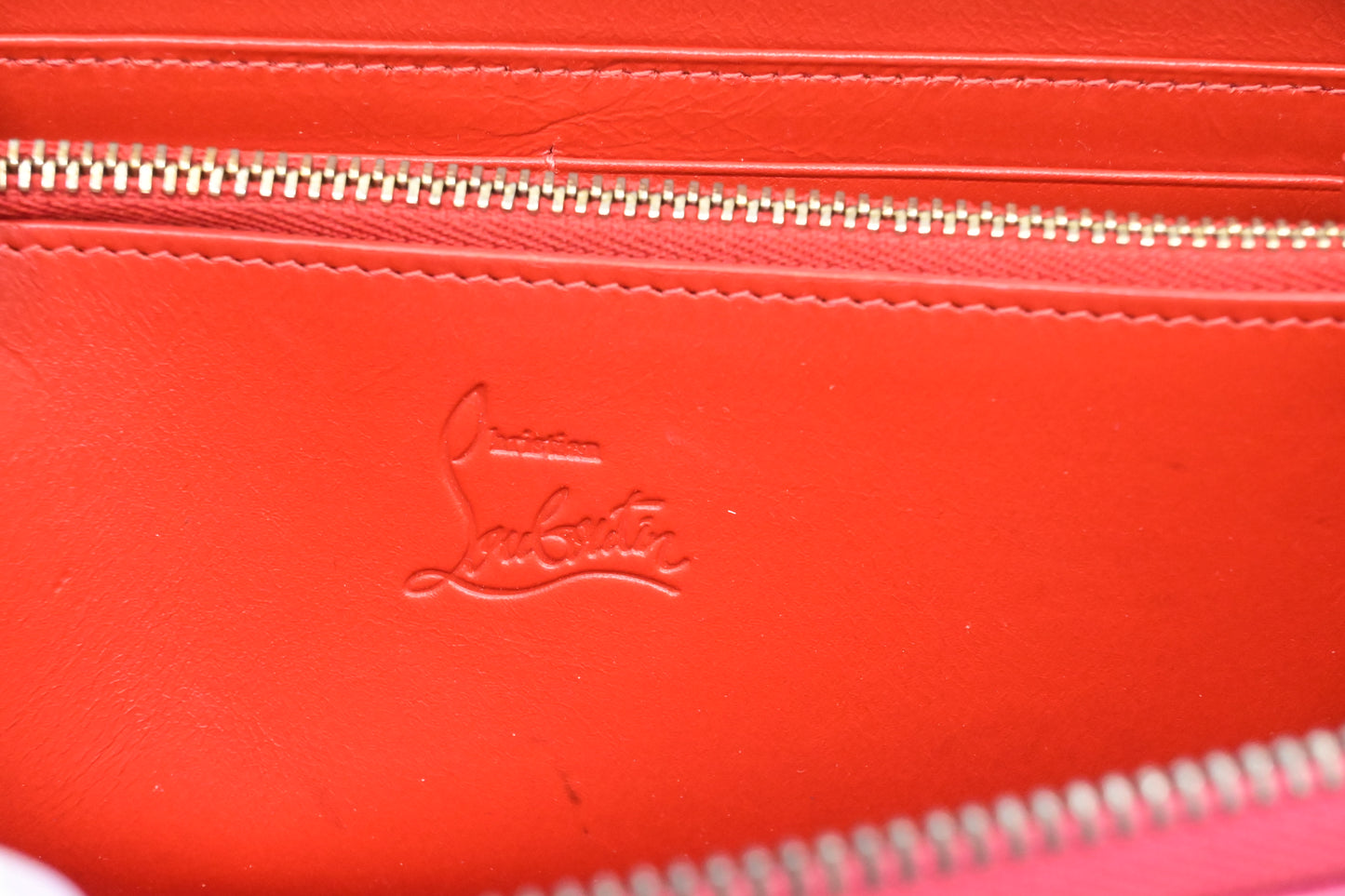 Louboutin Studded Long Zippy Wallet in Pink Leather