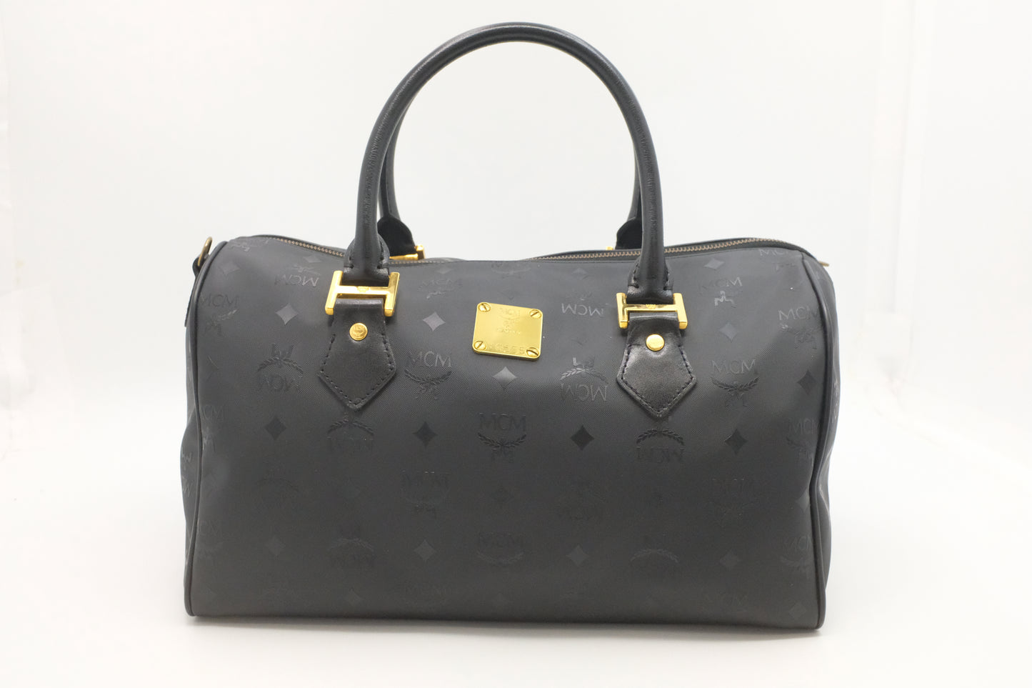 MCM Boston Bag in Black Canvas