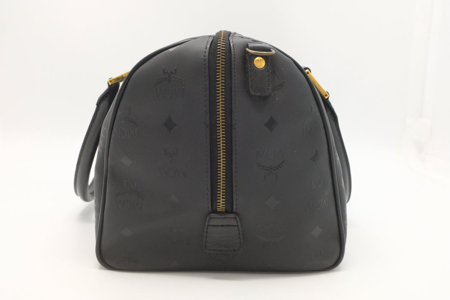 MCM Boston Bag in Black Canvas