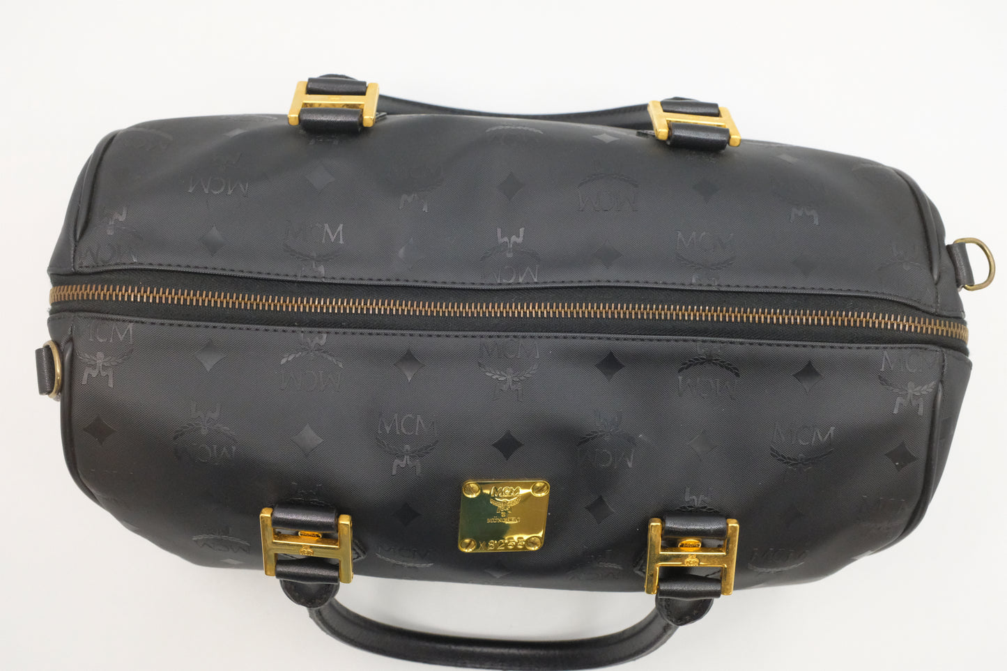 MCM Boston Bag in Black Canvas