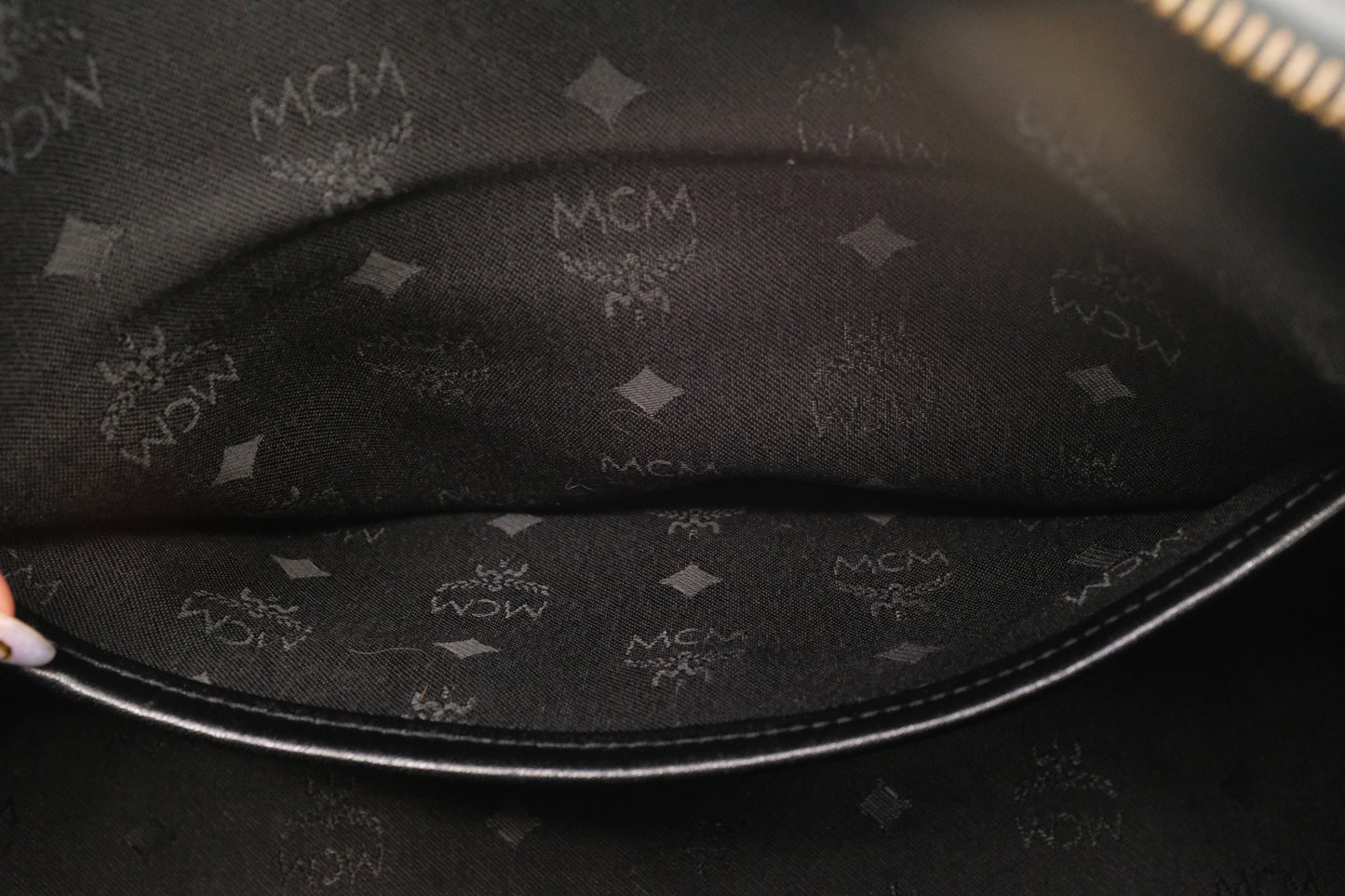 MCM Boston Bag in Black Canvas