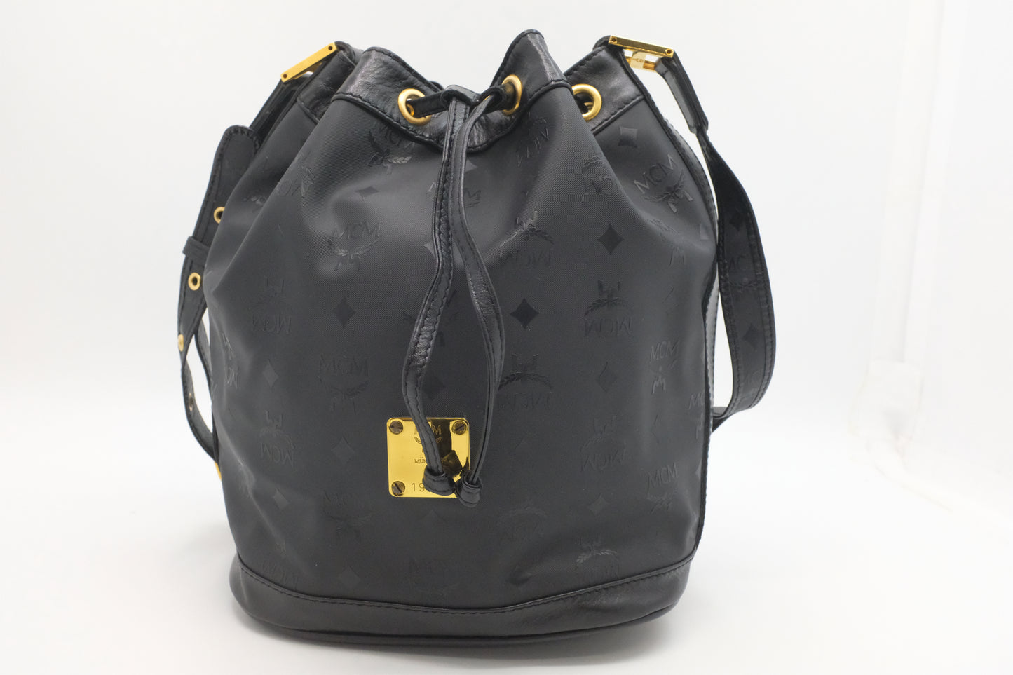 MCM Bucket Bag in Black Canvas