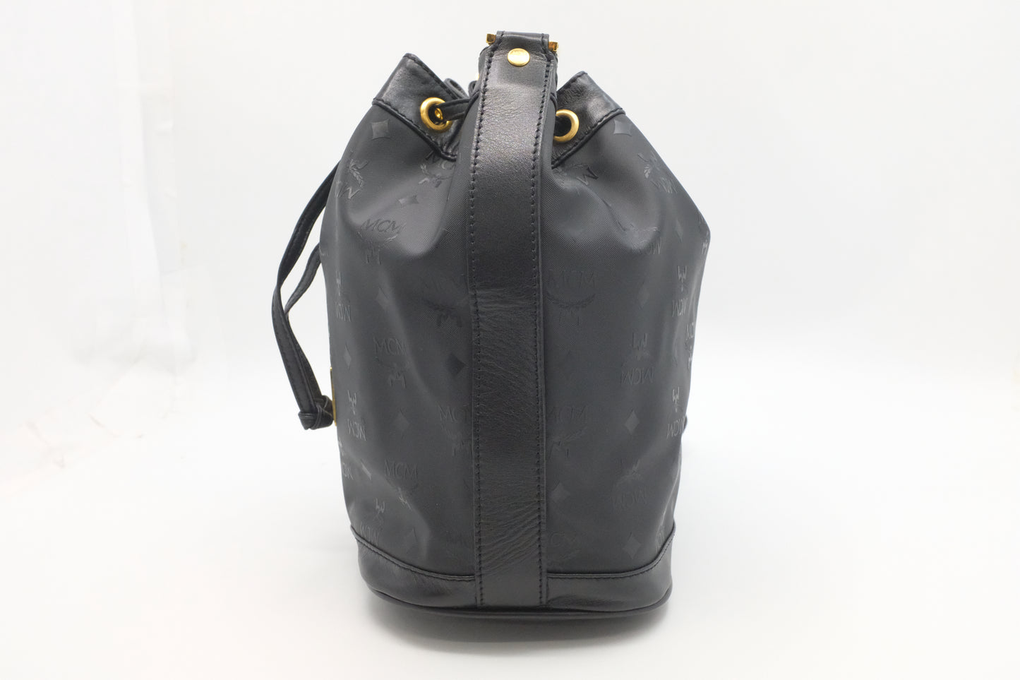 MCM Bucket Bag in Black Canvas