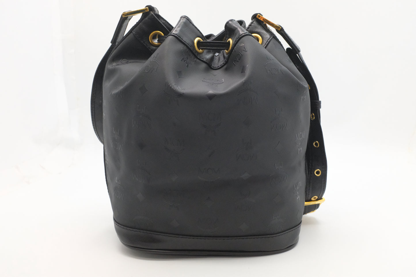 MCM Bucket Bag in Black Canvas