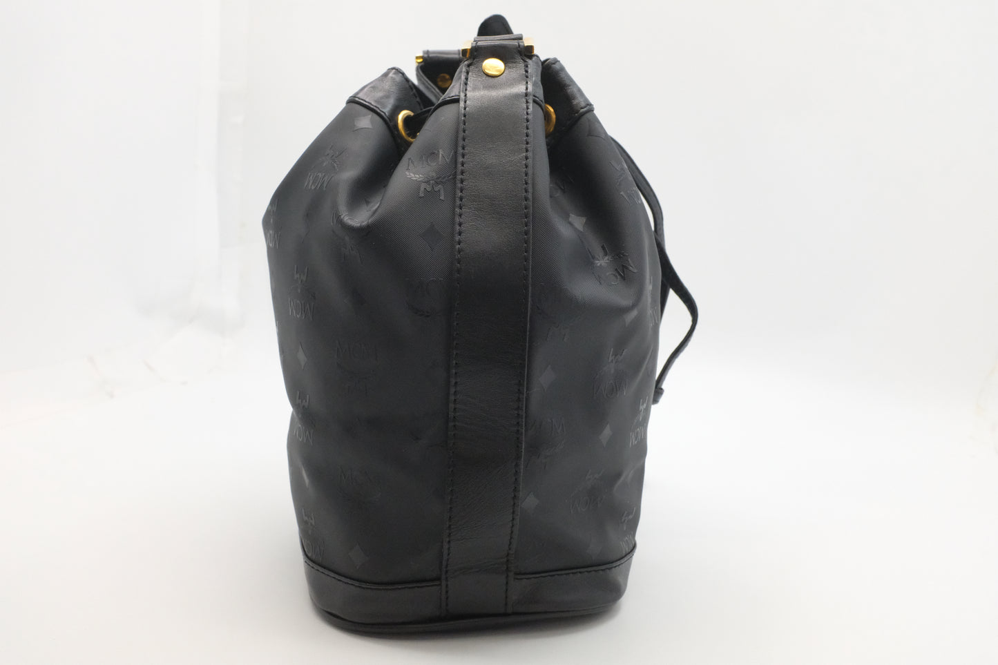 MCM Bucket Bag in Black Canvas