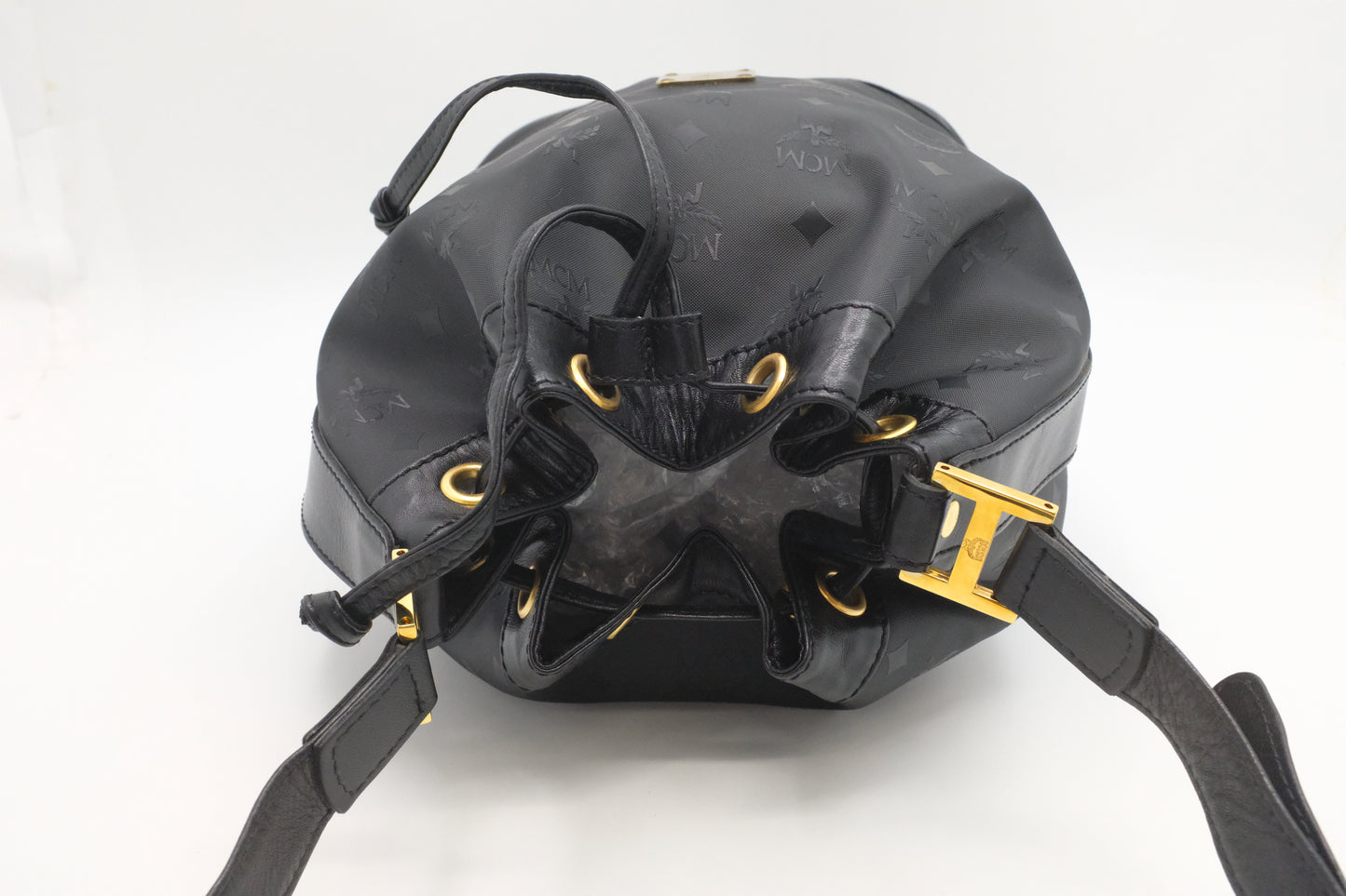 MCM Bucket Bag in Black Canvas