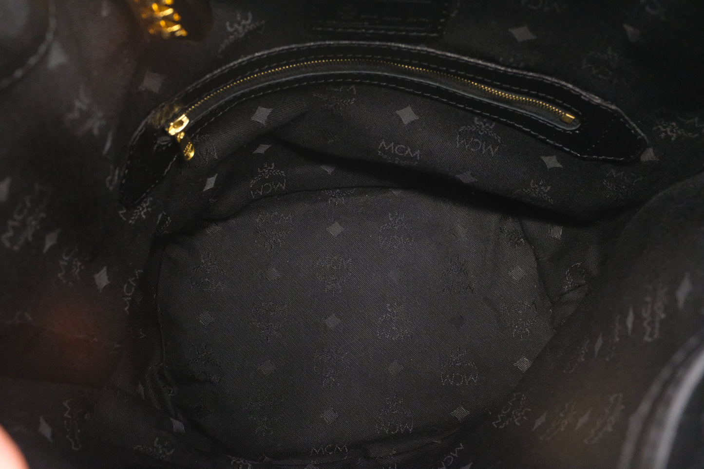 MCM Bucket Bag in Black Canvas