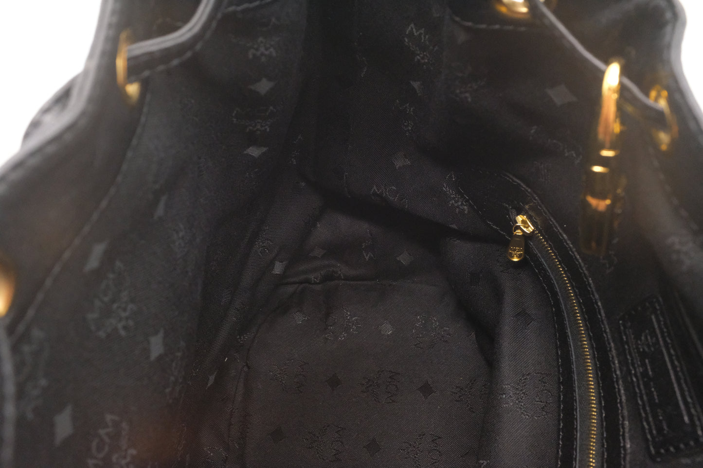 MCM Bucket Bag in Black Canvas