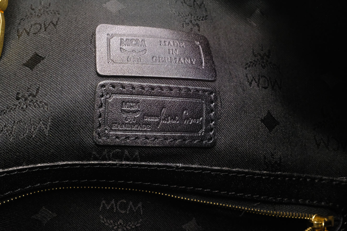 MCM Bucket Bag in Black Canvas