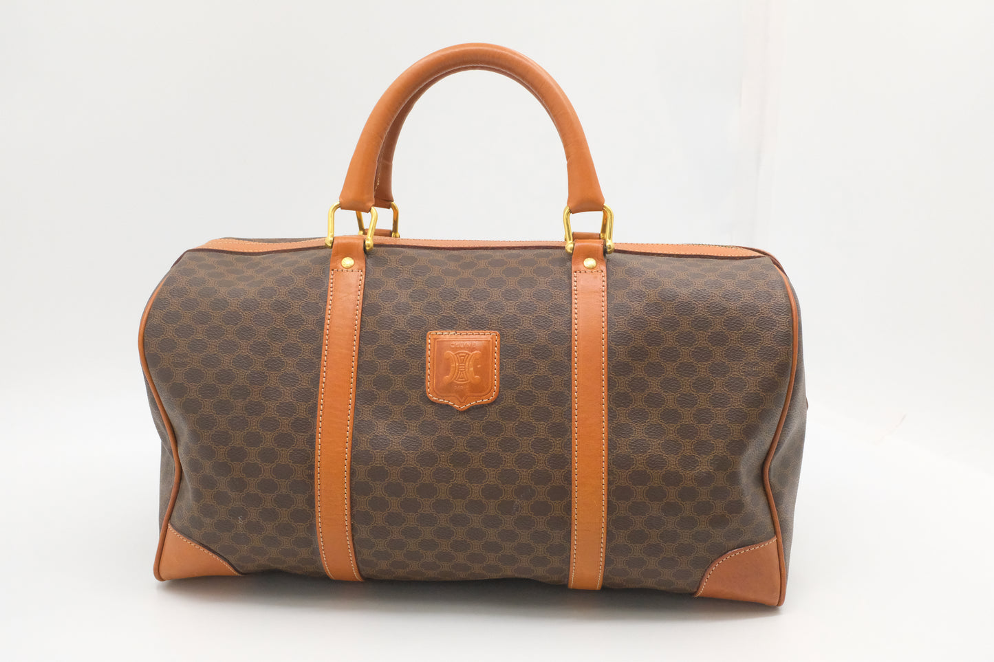 Celine Boston Bag in Brown Macadam Canvas