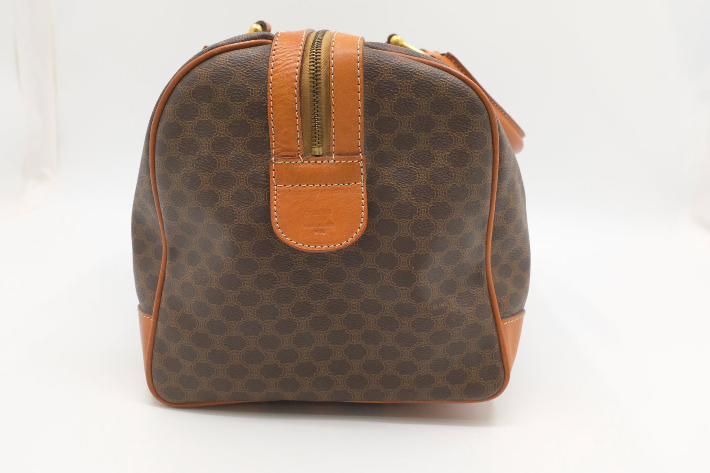 Celine Boston Bag in Brown Macadam Canvas