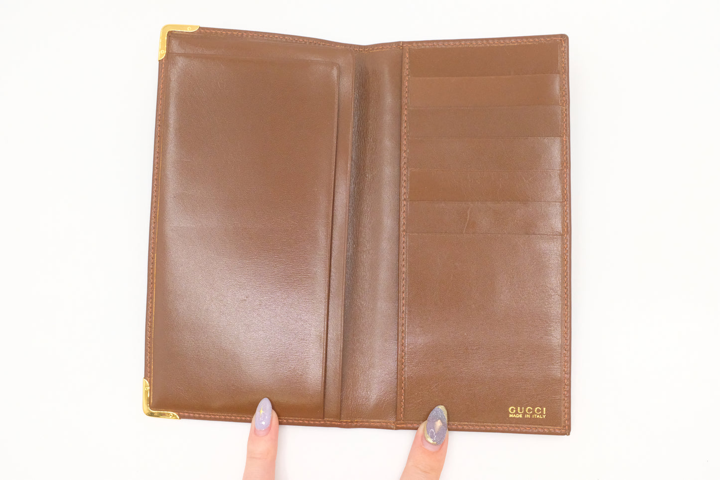 Gucci Bifold Long Wallet in Brown Leather