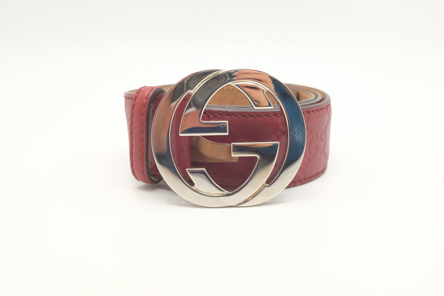 Gucci Belt in Red Guccissima Leather