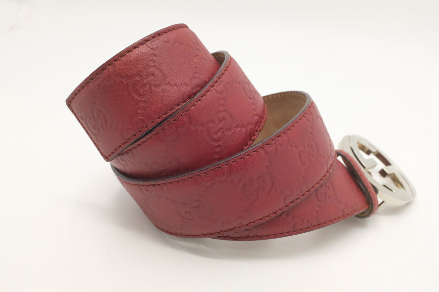 Gucci Belt in Red Guccissima Leather