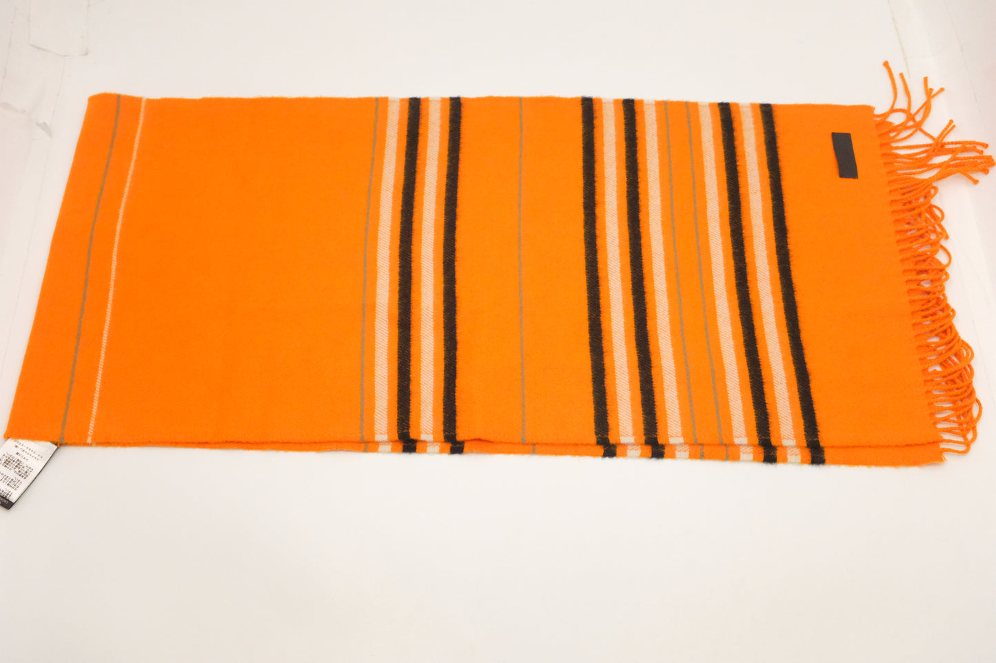 Hermes Scarf in Orange Striped Cashmere