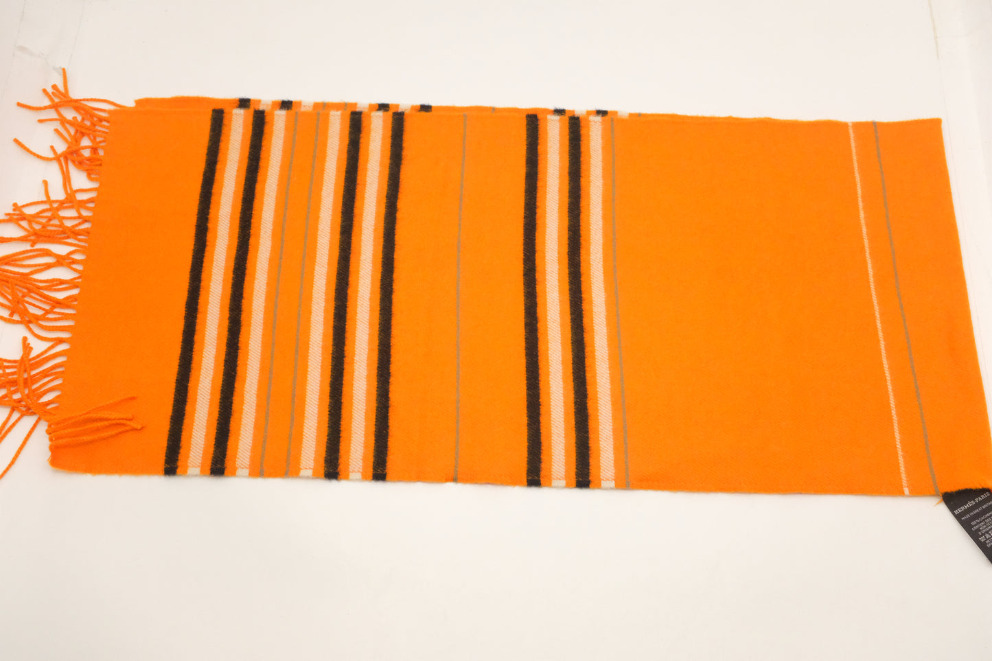 Hermes Scarf in Orange Striped Cashmere