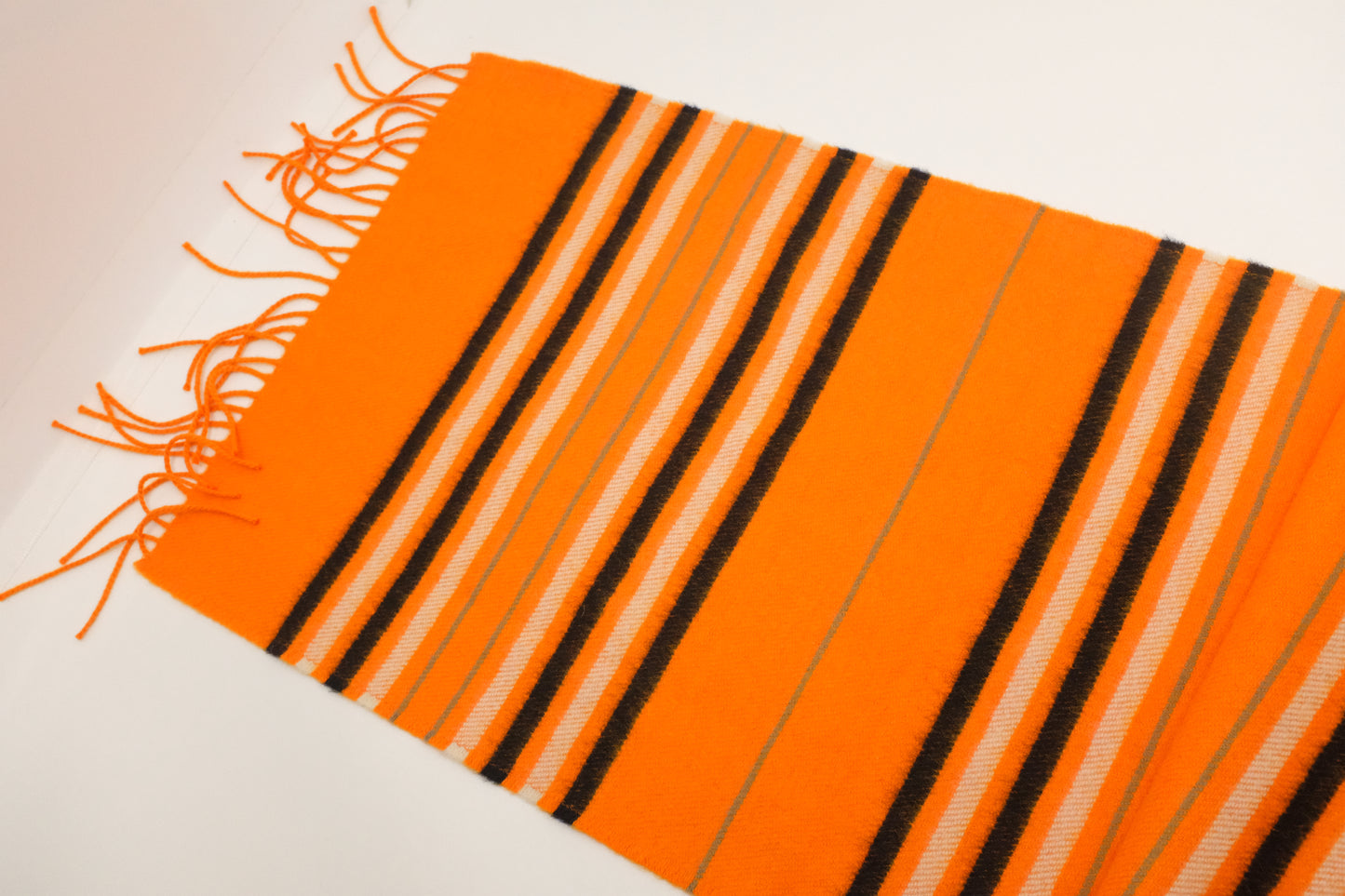 Hermes Scarf in Orange Striped Cashmere