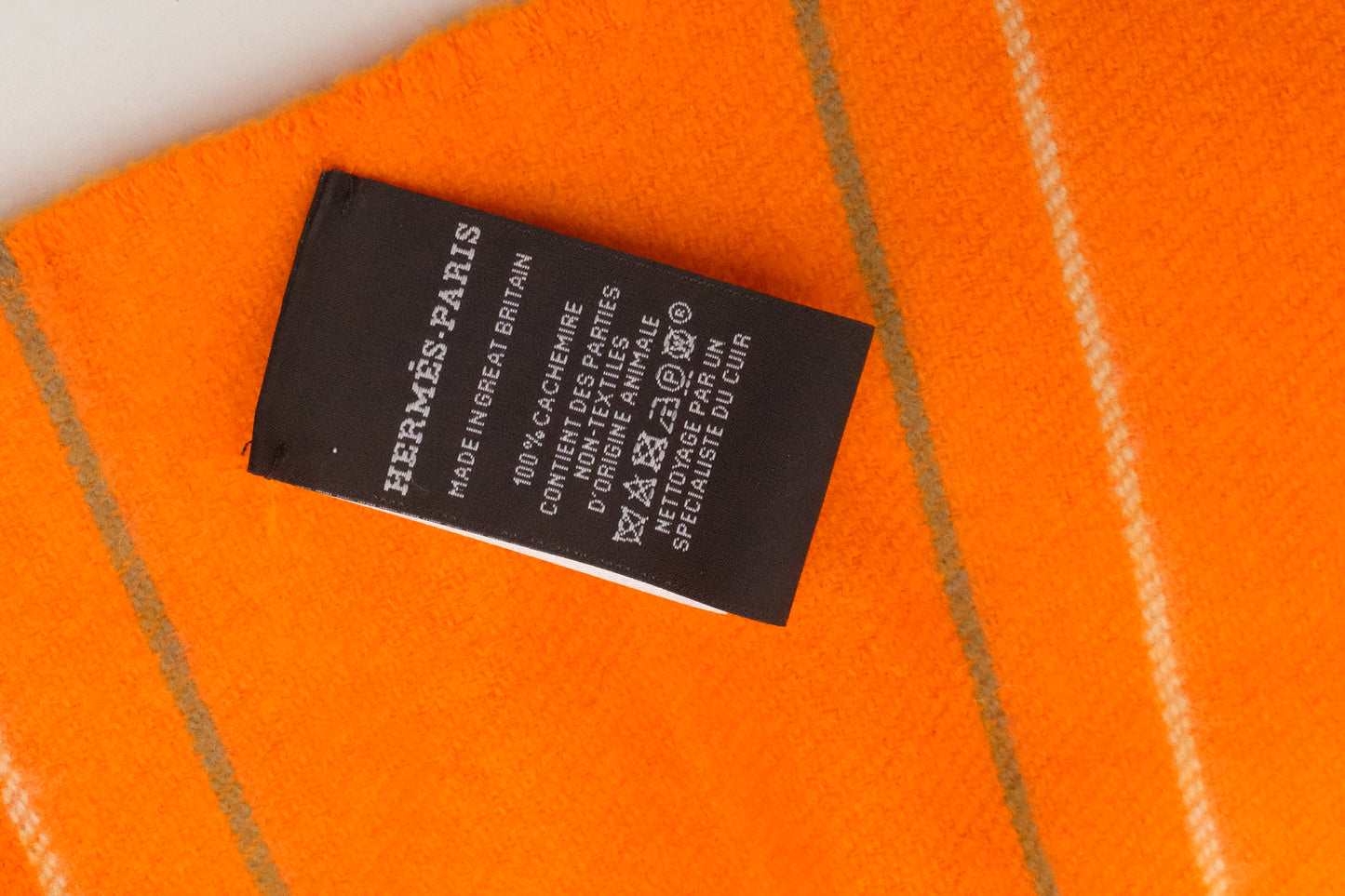 Hermes Scarf in Orange Striped Cashmere