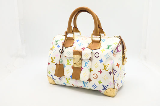 Louis Vuitton Speedy 30 in White Multicolor Monogram Canvas