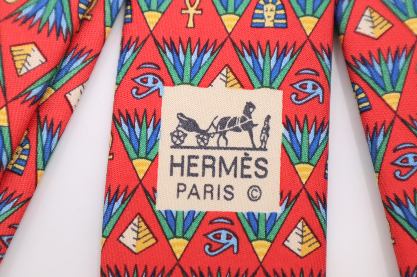Hermès Egypt Tie in Red Silk