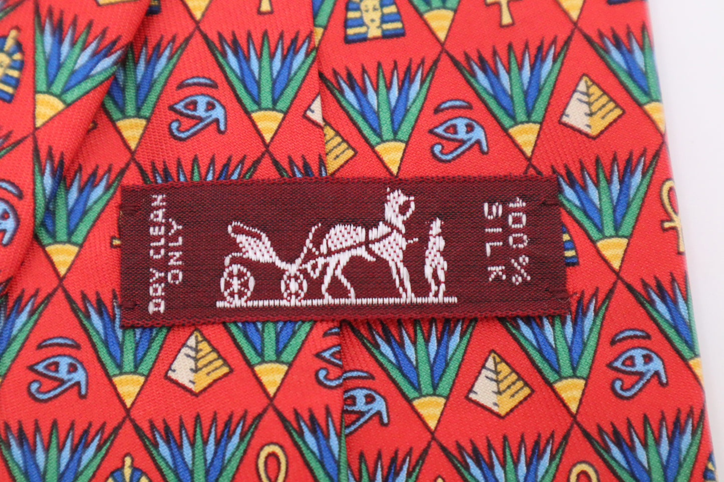 Hermès Egypt Tie in Red Silk