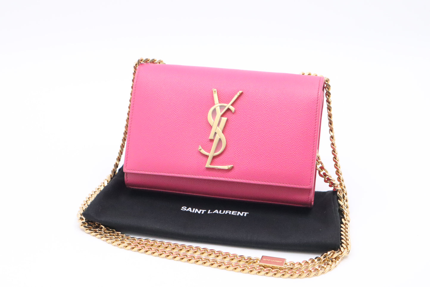 YSL Saint Laurent Kate Chain Crossbody Bag in Pink Leather