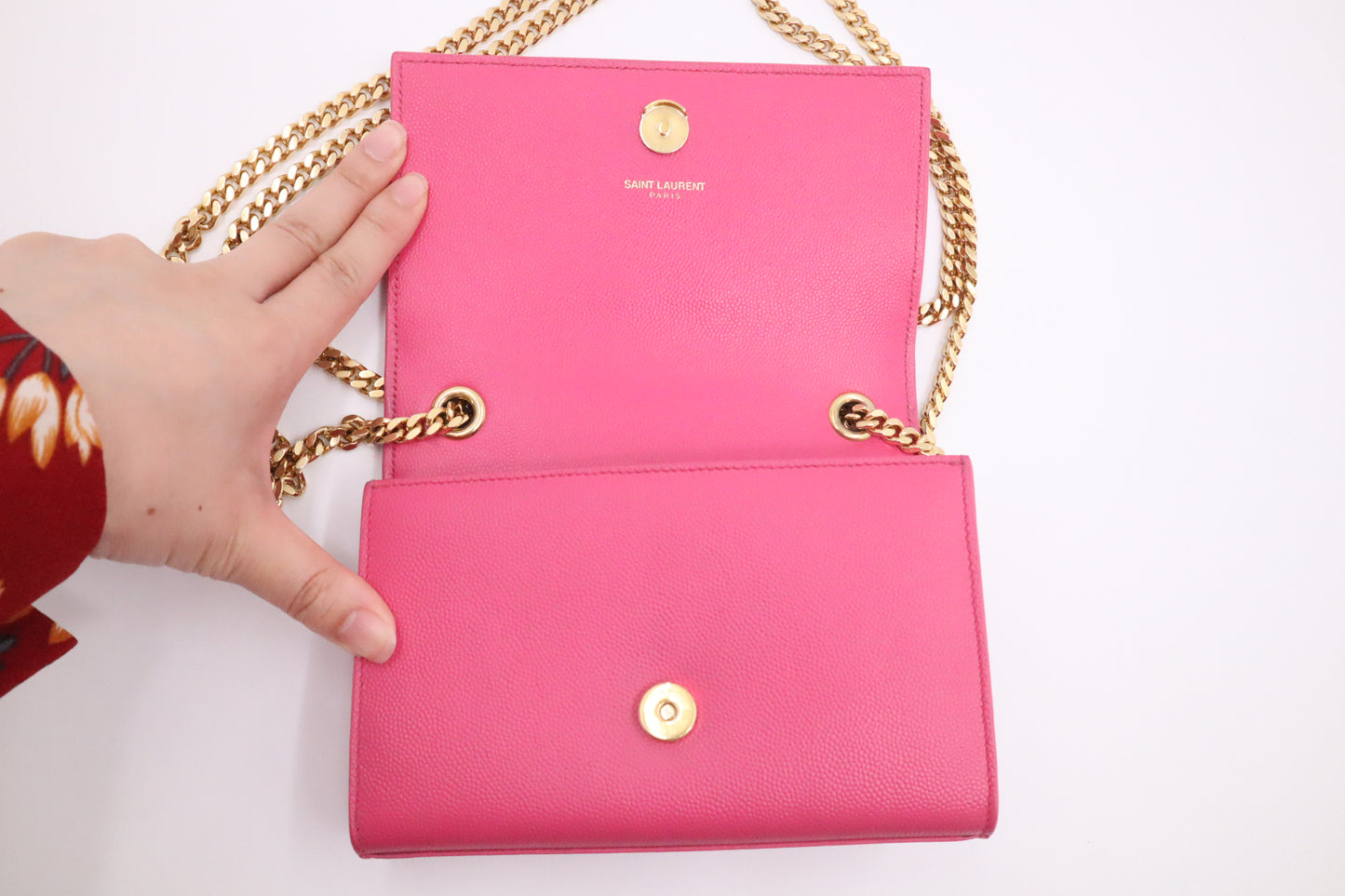 YSL Saint Laurent Kate Chain Crossbody Bag in Pink Leather