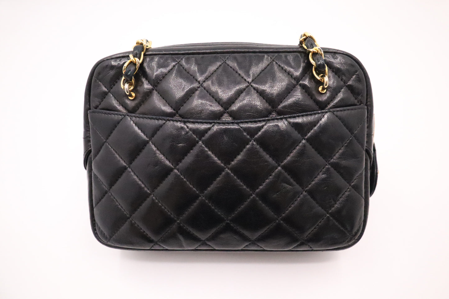 Chanel Camera Bag in Black Mattelasse Lambskin Leather