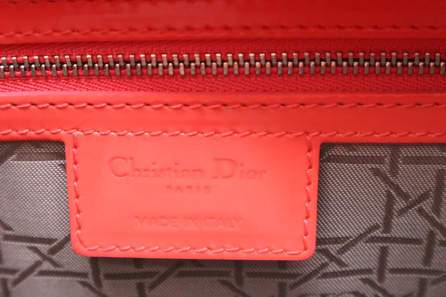 Dior Lady Dior Large in Orange Cannage Patent Leather