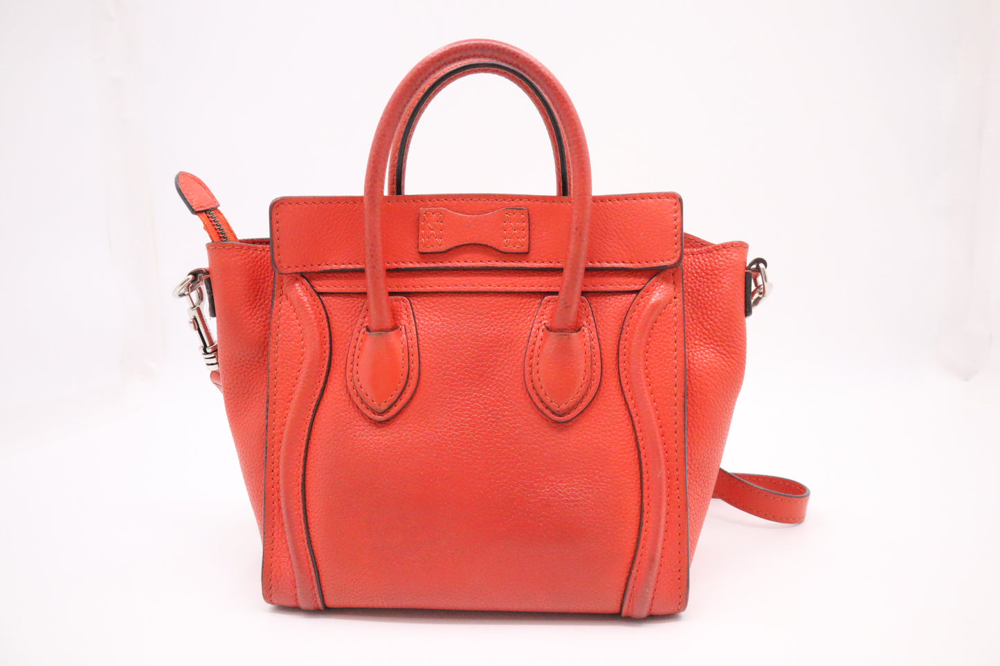 Celine Nano Luggage in Dark Orange Leather