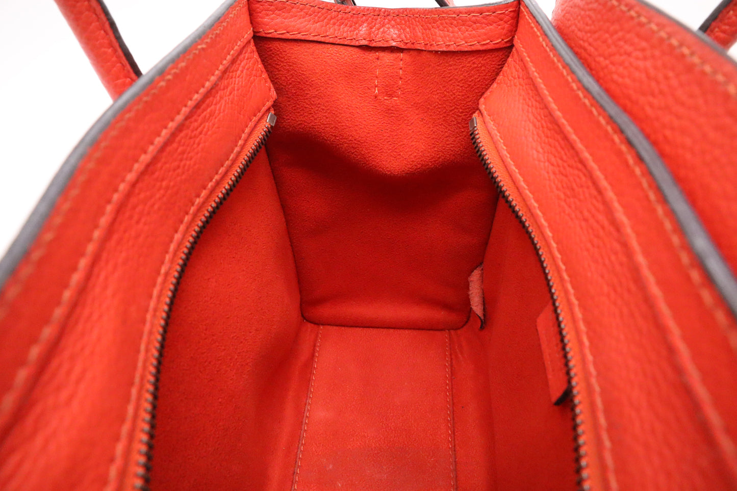 Celine Nano Luggage in Dark Orange Leather