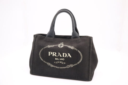 Prada Canapa Small in Black Canvas