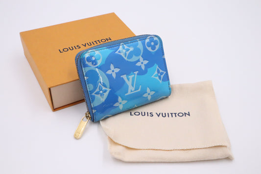 Louis Vuitton Valentine Compact Zippy Wallet in Blue Vernis Leather