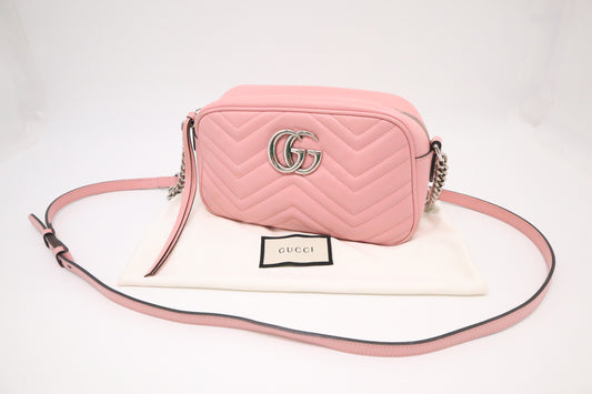 Gucci Marmont Shoulder Bag in Pink Leather