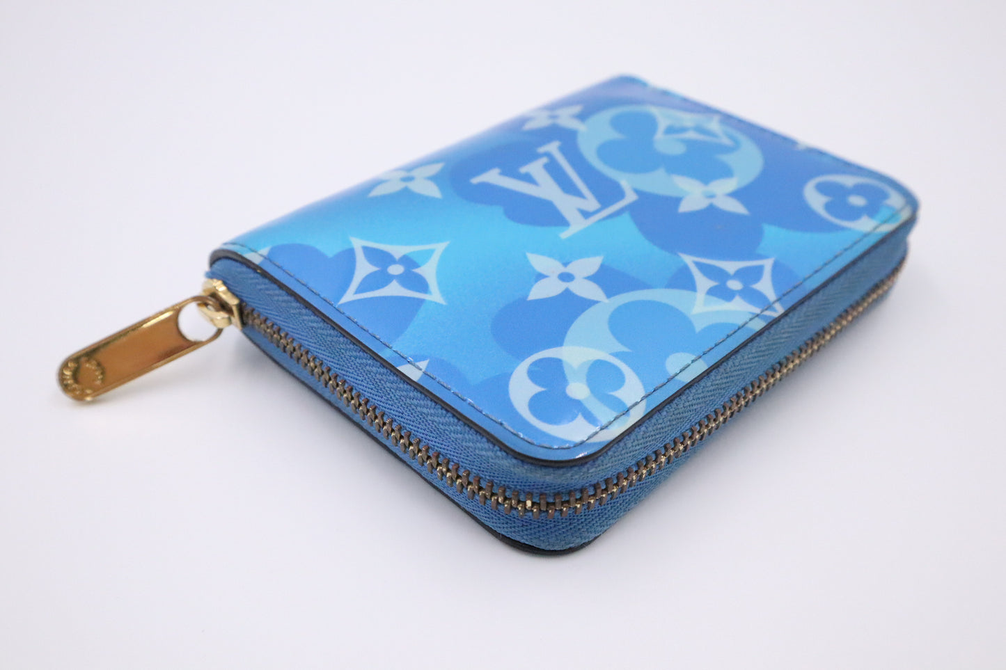 Louis Vuitton Valentine Compact Zippy Wallet in Blue Vernis Leather