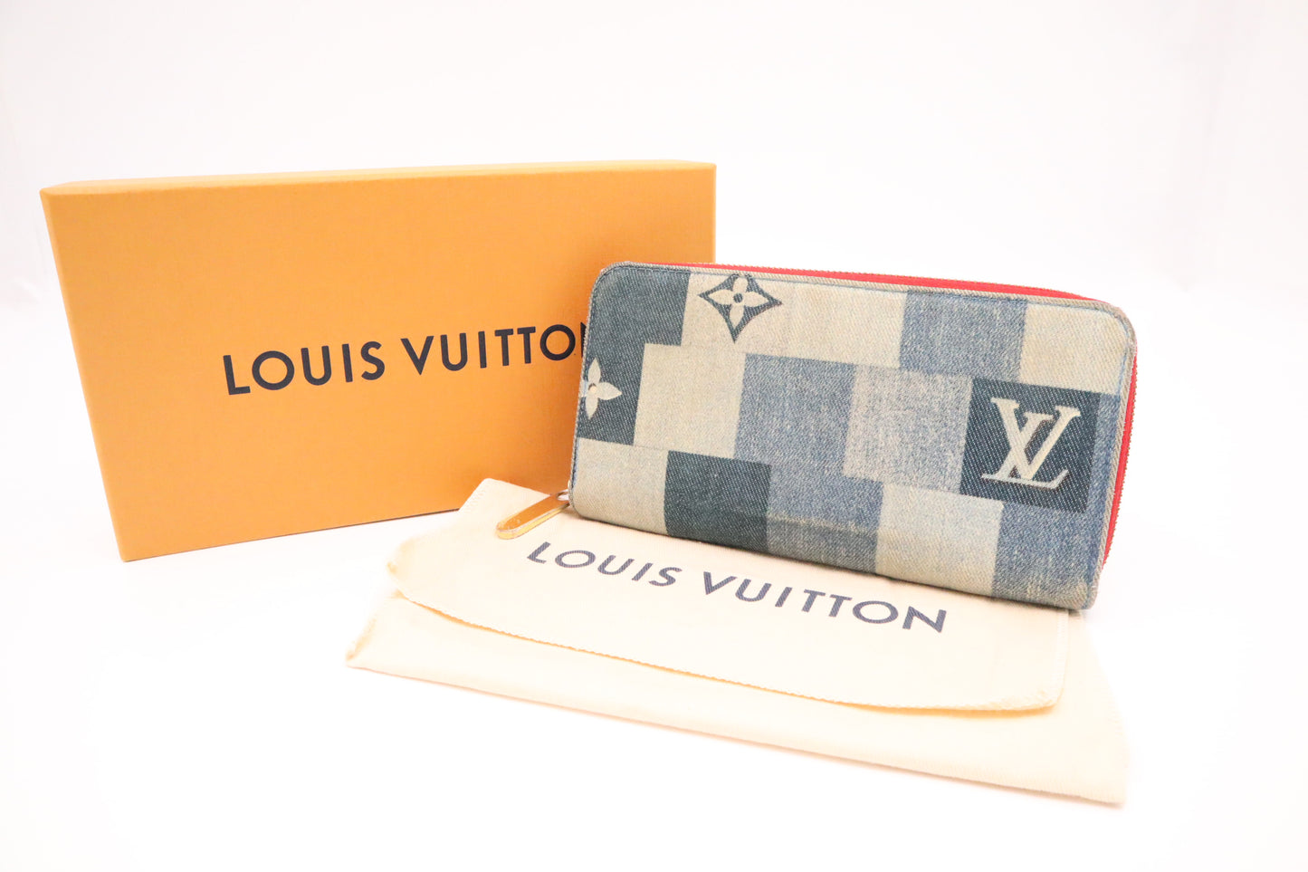 Louis Vuitton Patchwork Long Zippy Wallet in Blue Denim