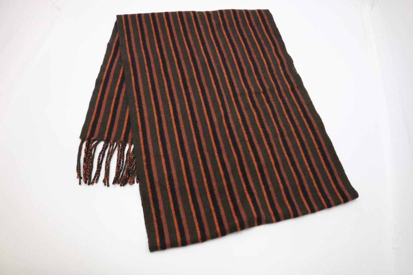 Louis Vuitton Striped Scarf in Brown and Orange Wool and Cashmere