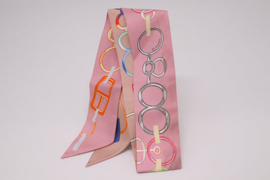 Hermes 'Do Re Boucles' Twilly in Pink Silk