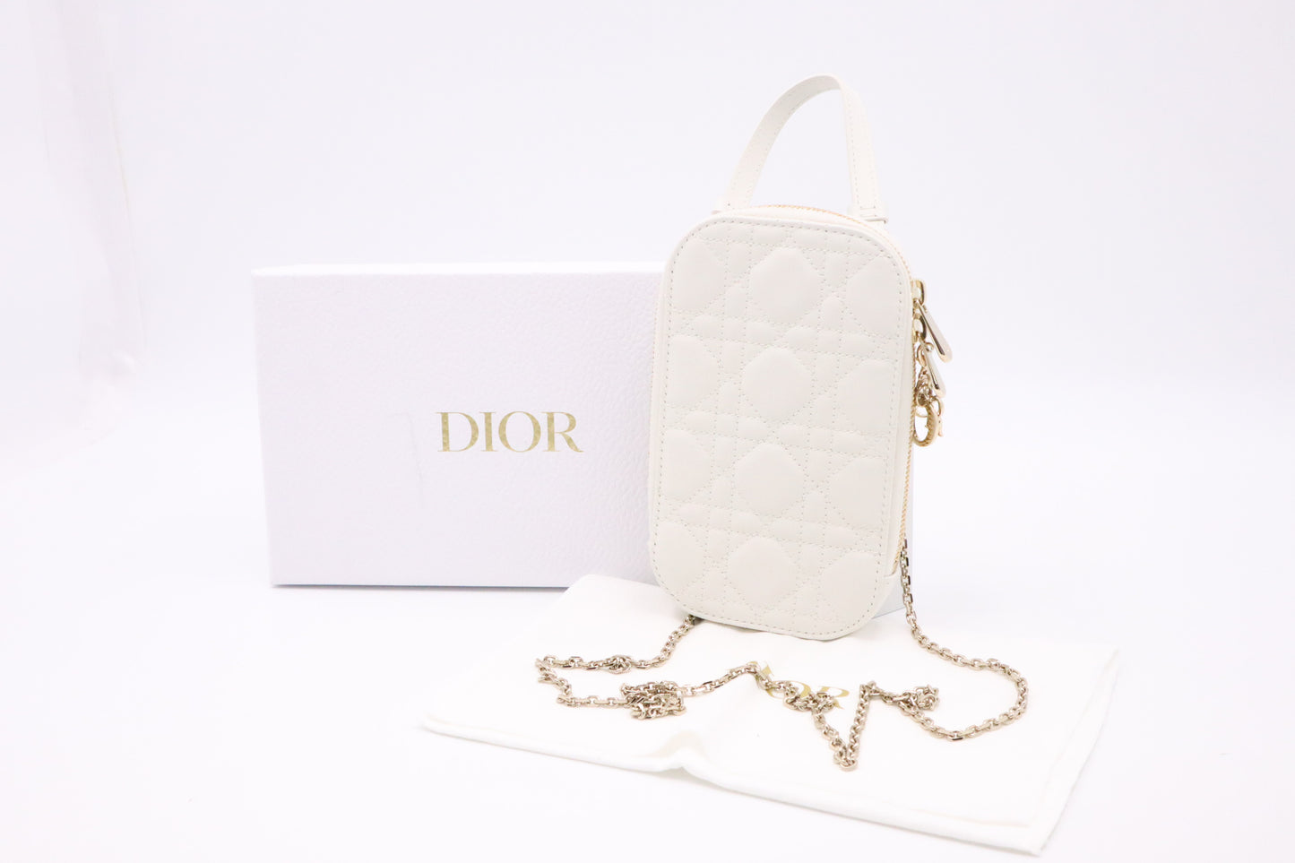 Dior Call'in Dior Phone Holder in White Leather