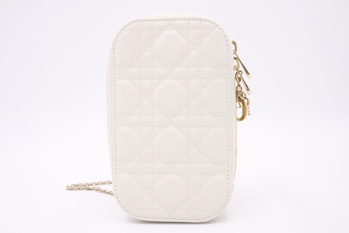 Lady Dior Call'in Dior Phone Holder in White Leather