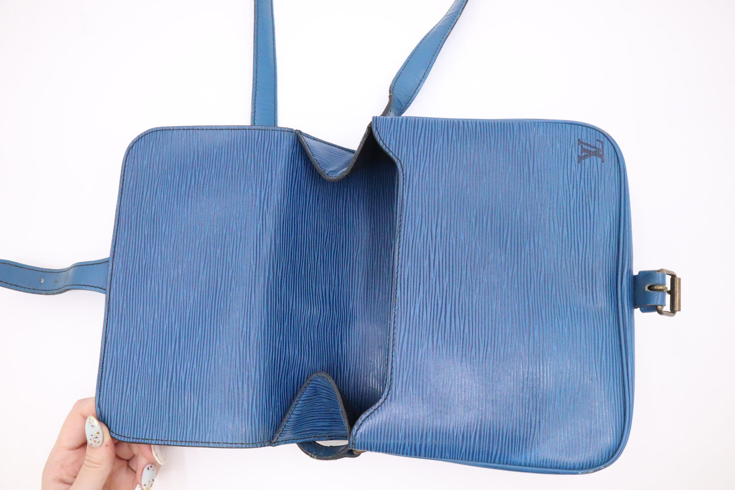 Louis Vuitton Cartouchiere MM in Blue Epi Leather