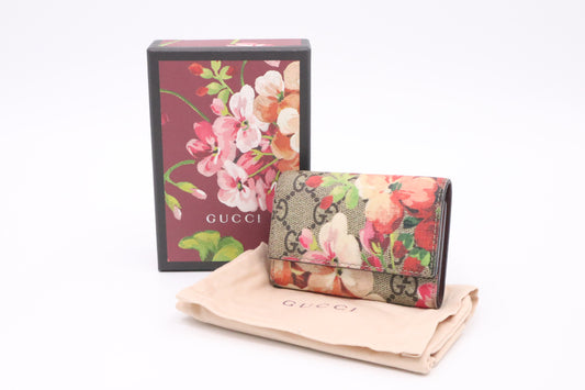 Gucci Key Case in Pink Blooms GG Canvas