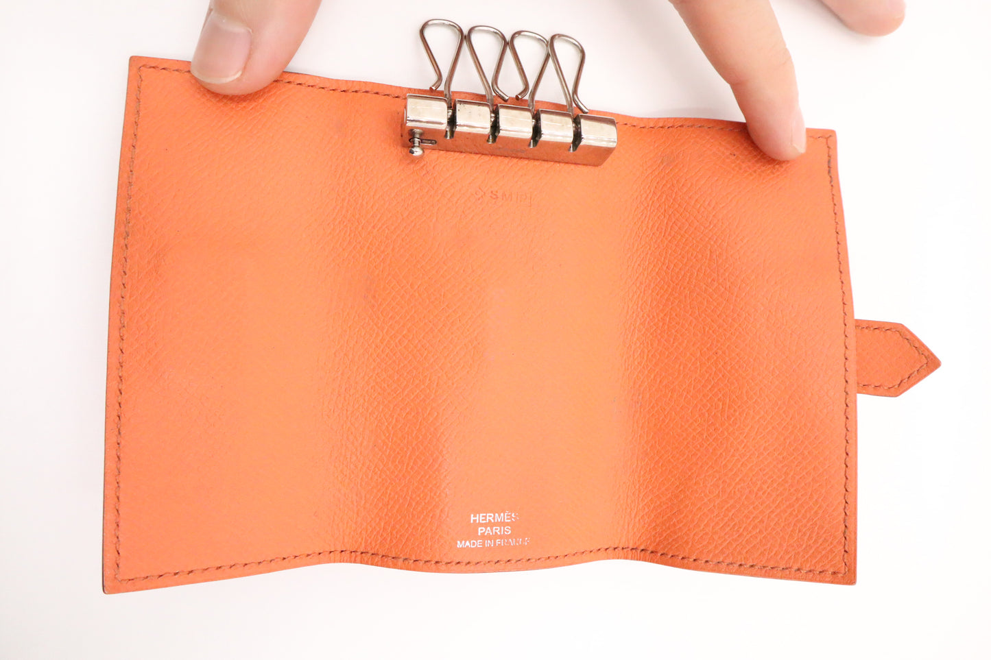 Hermes Bearn Key Case in Orange Leather