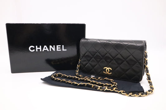 Chanel Mini Full Flap in Black Mattelassé Leather