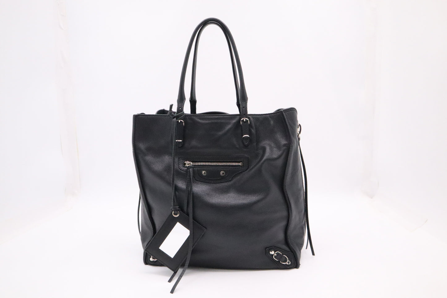 Balenciaga Papier A5 Zip Tote Bag in Black Leather