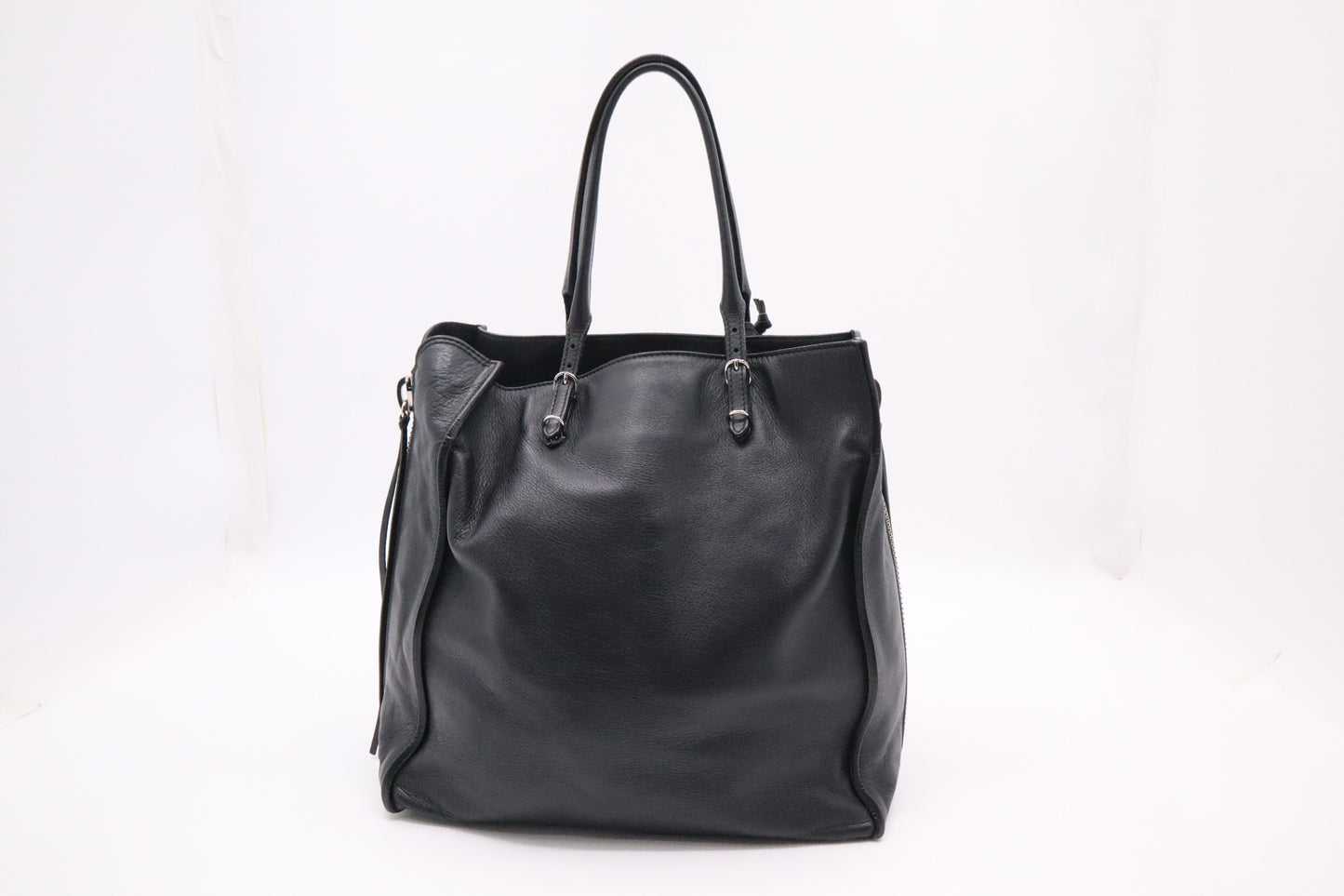 Balenciaga Papier A5 Zip Tote Bag in Black Leather