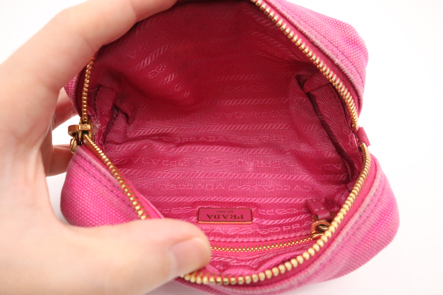 Prada Cosmetics Pouch in Pink Canvas