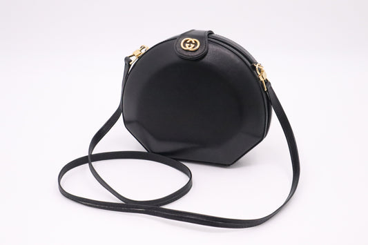 Gucci Hard Case Shoulder Bag in Black Leather