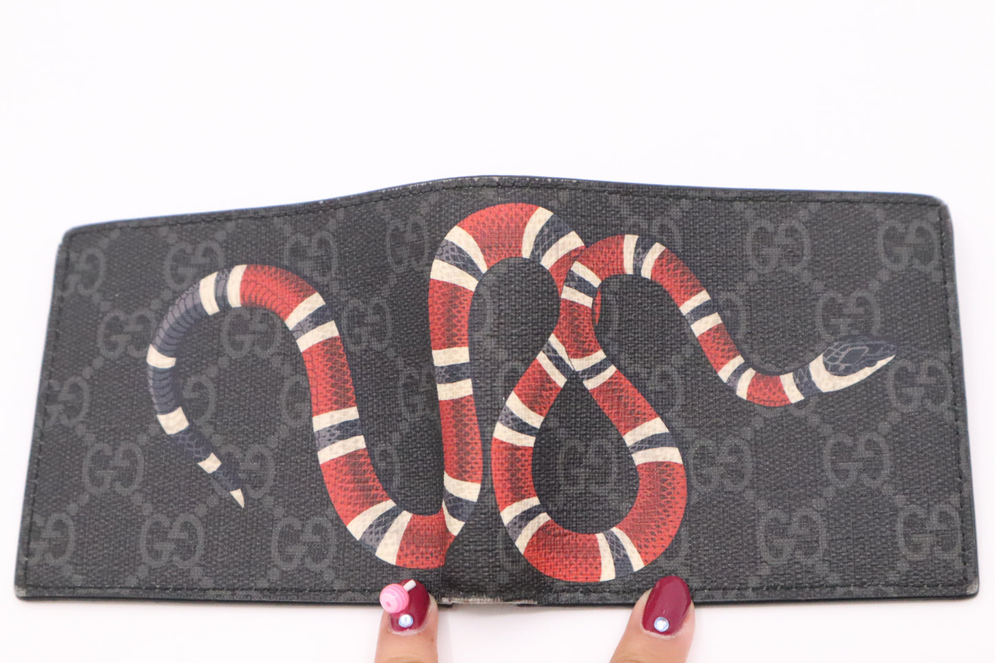 Gucci Kingsnake Wallet in Black GG Supreme Canvas