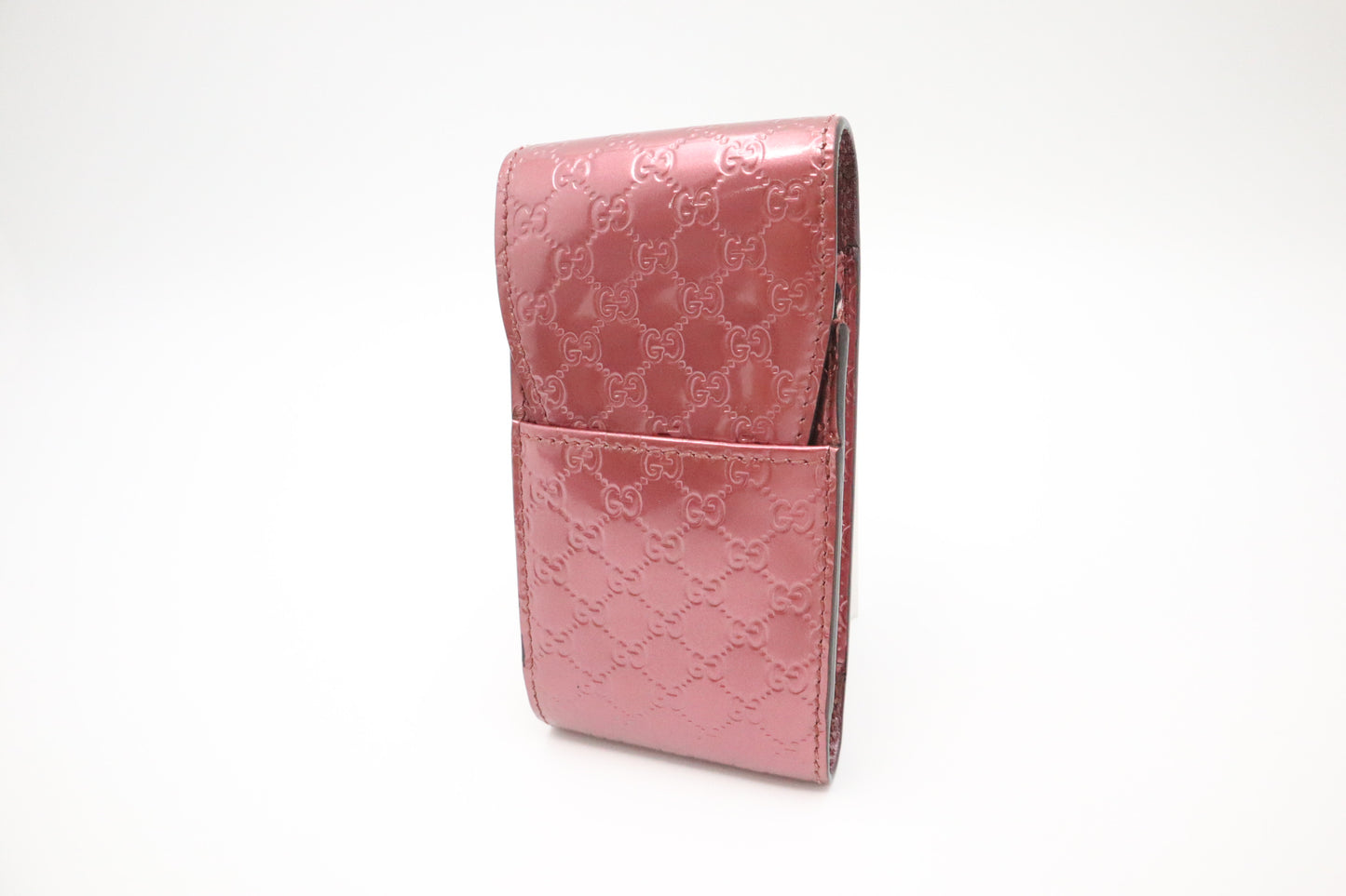 Gucci Cigarette Case in Metallic Pink Guccissima Patent Leather